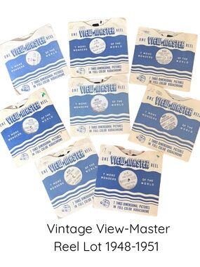 Vintage View-Master Reel Lot – Blue & White Sleeves 1948-1951